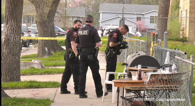 North Chicago Police Department investigating the scene  where two gunshot victims were located near Hervey Avenue and 15th Street in North Chicago (PHOTO CREDIT: Craig/CapturedNews)