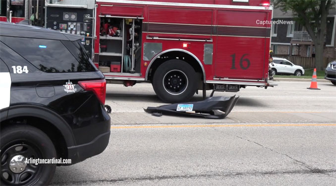 License plate left at scene of hit-and-run crash with motorcyclist at Euclid Avenue and Plum Grove Road in Rolling Meadows