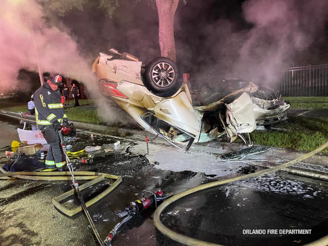 Crash/rescue scene photo near Northlake Parkway and Narcoossee Road, Lake Nona (SOURCE: Orlando Fire Department)