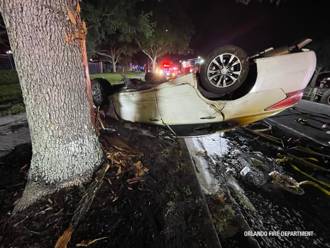 Crash/rescue scene photo near Northlake Parkway and Narcoossee Road, Lake Nona (SOURCE: Orlando Fire Department).