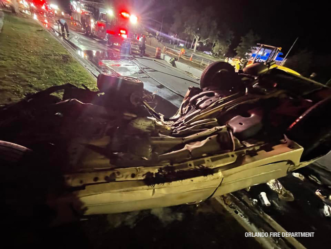 Crash/rescue scene photo near Northlake Parkway and Narcoossee Road, Lake Nona (SOURCE: Orlando Fire Department).