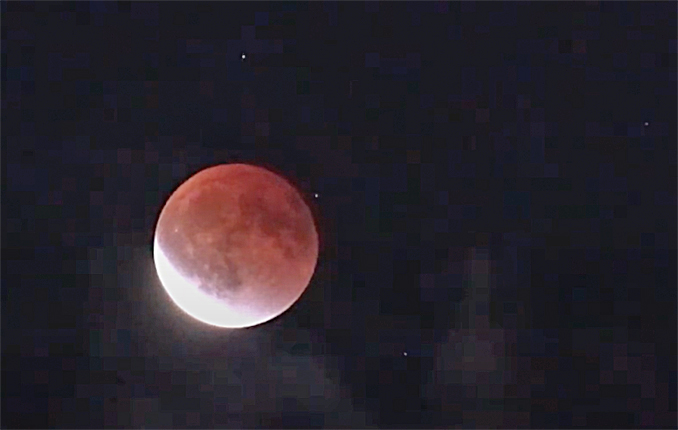 Total Lunar Eclipse after Totality at about 12:10 a.m. to 12:15 a.m.