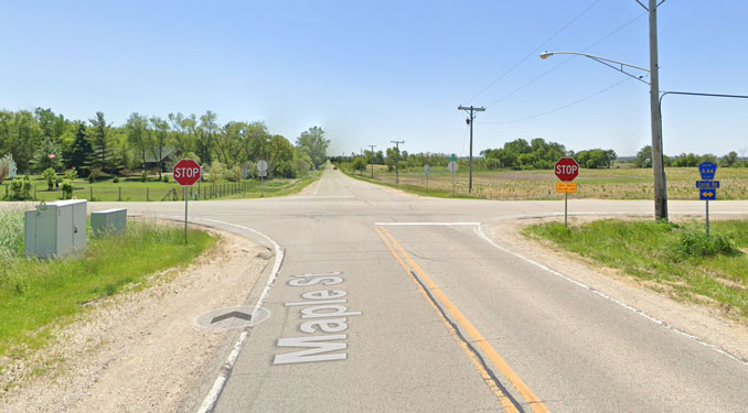 Coral Road and Maple Street in Riley Township (Image capture June 2019 ©2022 Google)