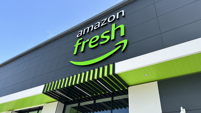 Amazon Fresh sign in store at 325 East Palatine Road Arlington Heights, Illinois