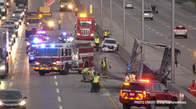 Crash scene on I-94 WEST at Mile Marker 10.25 (PHOTO CREDIT Craig/CapturedNews)