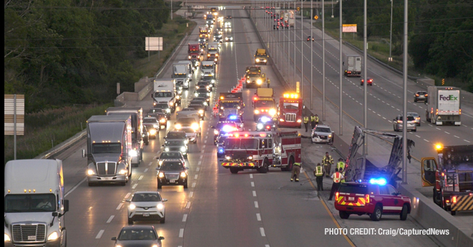 Crash scene on I-94 WEST at Mile Marker 10.25 (PHOTO CREDIT Craig/CapturedNews)