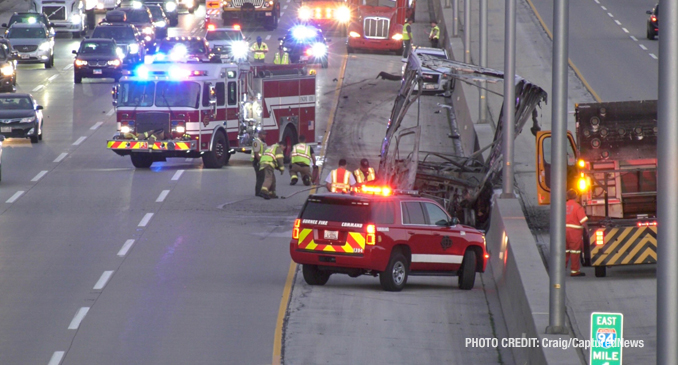 Crash scene on I-94 WEST at Mile Marker 10.25 (PHOTO CREDIT Craig/CapturedNews)