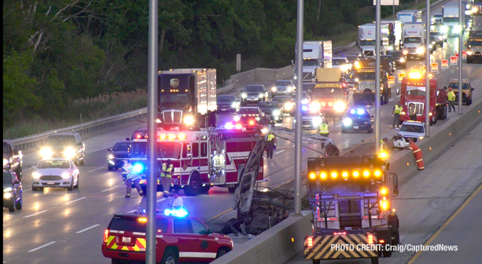 Crash scene on I-94 WEST at Mile Marker 10.25 (PHOTO CREDIT Craig/CapturedNews)