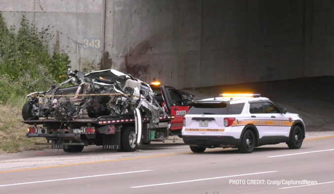 Fatal crash early Saturday morning just after 2:00 a.m. June 25, 2022 on I-294 WEST (northbound) at the Lake Cook Road bridge (Craig/CapturedNews).