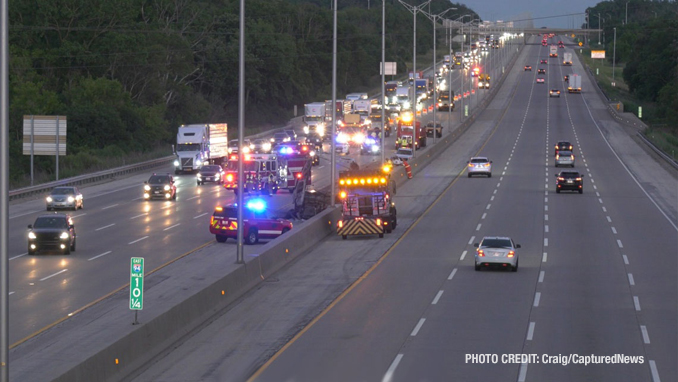 Crash scene on I-94 WEST at Mile Marker 10.25 (PHOTO CREDIT Craig/CapturedNews)