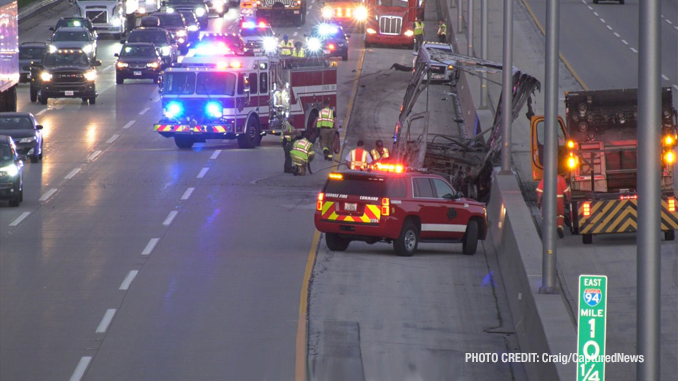 Crash scene on I-94 WEST at Mile Marker 10.25 (PHOTO CREDIT Craig/CapturedNews)