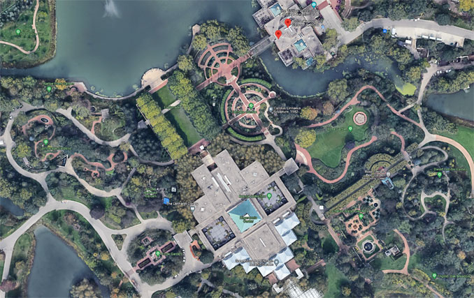 Chicago Botanic Garden Satellite View (Imagery ©2022 Google, Imagery ©2022 Maxar Technologies, U.S. Geological Survey, Map data ©2022)