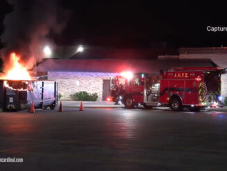 Dumpster fire extinguished at Orchard Evangelical Free Church on Douglas Avenue near Thomas Street in Arlington Heights