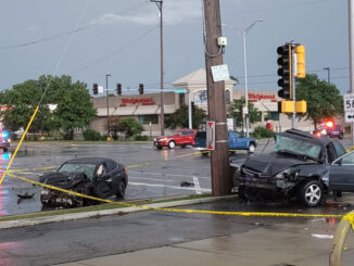 Fatal crash scene at Golf Road and Arlington Heights Road near the Mobil gas station.