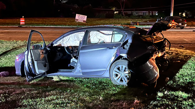 Honda Accord rear-ended in a crash caused by the driver of a black Chrysler 300 (in the background) on Saturday, July 2, 2022