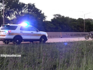 Illniois State Police with crashed motorcycle on July 11, 2022