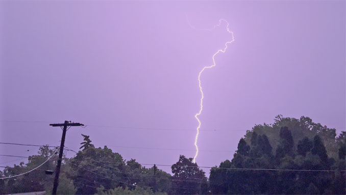 Lightning on Monday night, July 4, 2022