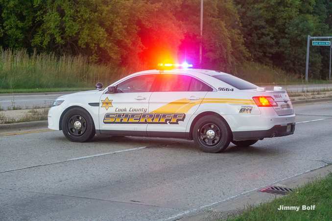 Cook County Sheriff's Office blocking Lake Cook Road during a crash investigation (PHOTO CREDIT: Jimmy Bolf)