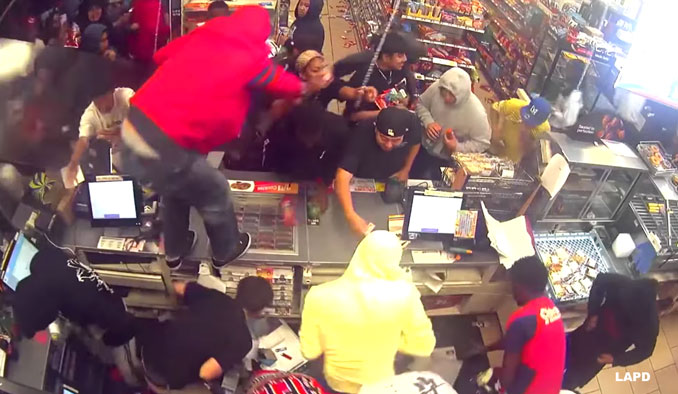 Flash Mob at 7-Eleven, at the northwest corner of Figueroa Street and El Segundo Boulevard LosAngeles (SOURCE: Los Angeles Police Department)