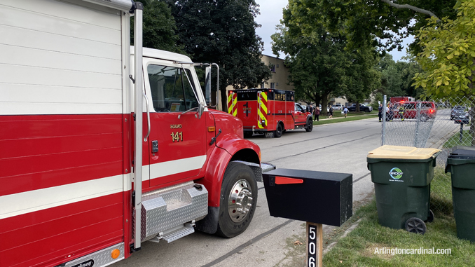 Traffic blocked on Cleveland Avenue near Park Street in Arlington Heights