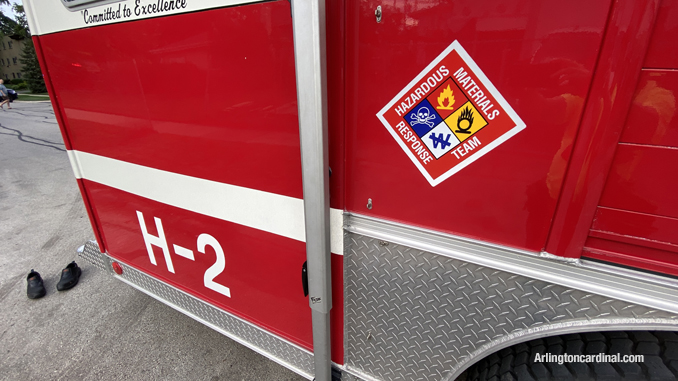 A HazMat squad from Arlington Heights was assigned as a resource at a chemical odor incident in a 3-story residential building