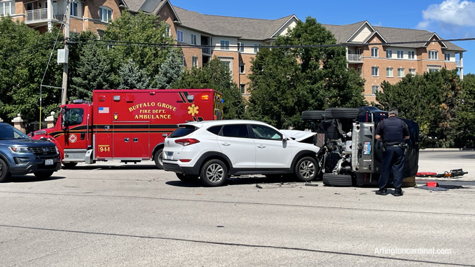 Buffalo Grove rollover crash scene at Buffalo Grove Road and Church Road Buffalo Grove