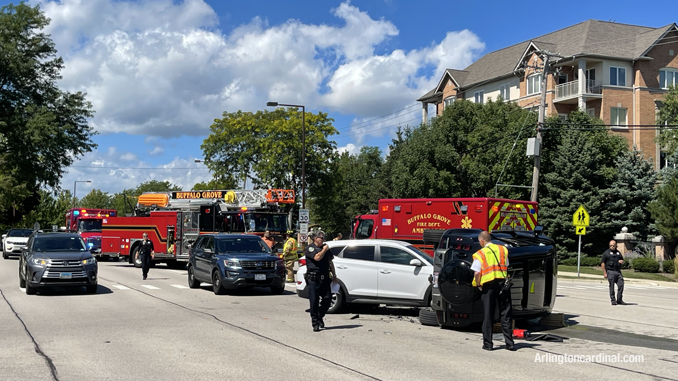 Buffalo Grove rollover crash scene at Buffalo Grove Road and Church Road Buffalo Grove