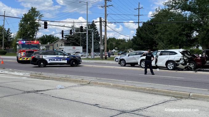 Rear-end chain reaction crash on westbound Palatine express lanes east of Wheeling Road Wheeling