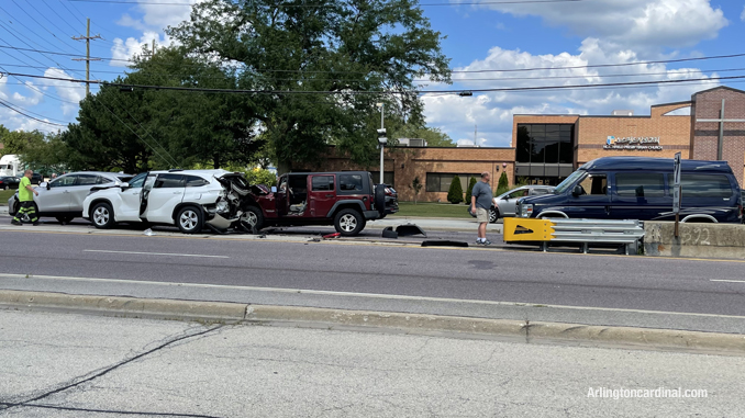 Rear-end chain reaction crash on westbound Palatine express lanes east of Wheeling Road Wheeling