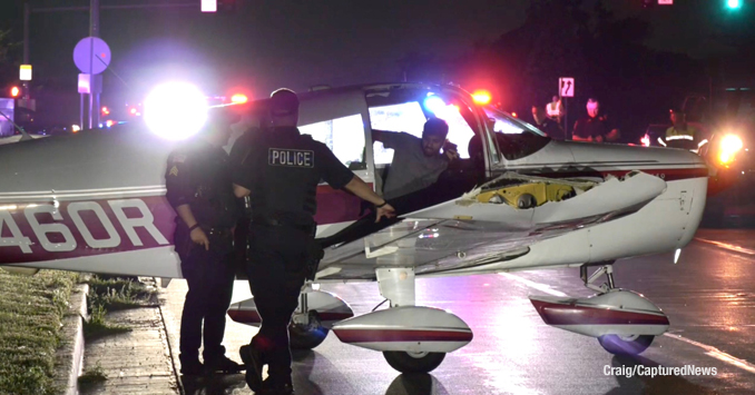 Emergency landing on Milwaukee Avenue in Vernon Hills (Craig/CapturedNews).