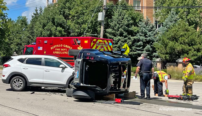 Land Rover rolled on the passenger side on Buffalo Grove Road, Buffalo Grove