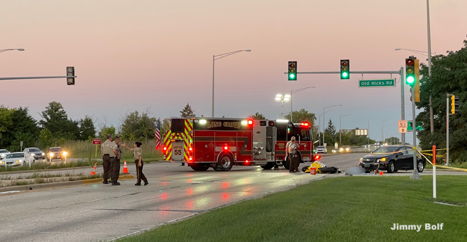 Vehicle vs motorcycle crash on Lake Cook Road at Old Hicks Road (PHOTO CREDIT: Jimmy Bolf)