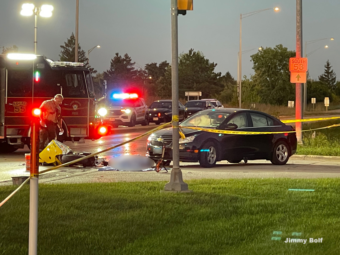 Vehicle vs motorcycle crash on Lake Cook Road at Old Hicks Road (PHOTO CREDIT: Jimmy Bolf)