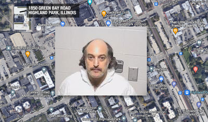 Barry Goldberg, charged with 2 counts of first-degree murder in Highland Park (SOURCE: Lake County Sheriff's Office/Imagery ©2022 Google, Imagery ©2022 Maxar Technologies, U.S. Geological Survey, USDA/FPAC/GEO, Map data ©2022)