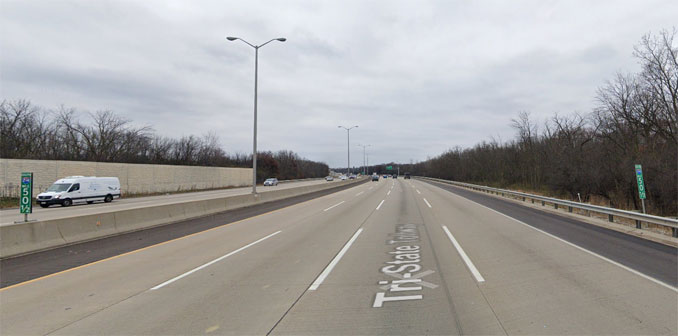 View southbound on I-295 at Mile Marker 50.5 near Northbrook (Image capture November 2018 ©2022)