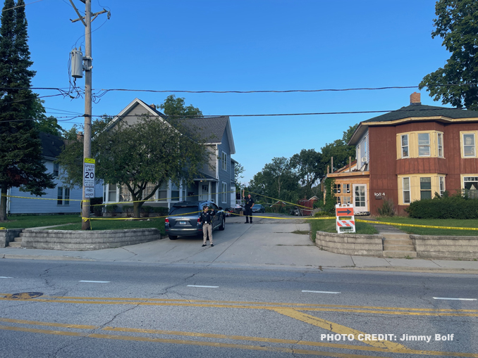 Crime scene on Main Street north of Harden Street near Antioch Community High School in Antioch (PHOTO CREDIT: Jimmy Bolf)