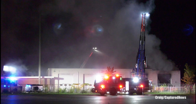 Fire scene at Gander RV on Saturday night, September 4, 2022 (Craig/CapturedNews)