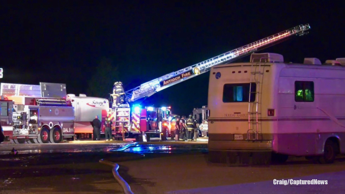 Fire scene at Gander RV on Saturday night, September 4, 2022 (Craig/CapturedNews)