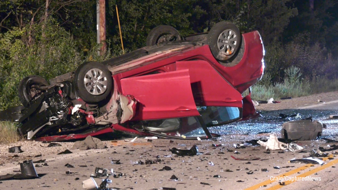 Crash scene at Route 60 just east of Wilson Road near Volo in Wauconda Township (Craig/CapturedNews)