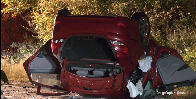 Crash with a guard rail and another vehicle involved a rollover at Route 60 near Wilson Road (Craig/CapturedNews)