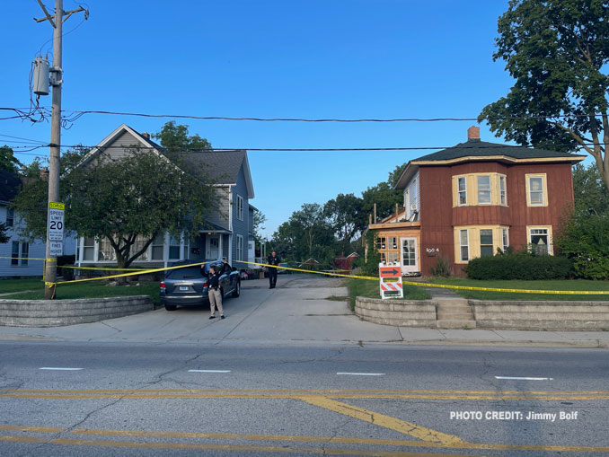 Crime scene on Main Street north of Harden Street near Antioch Community High School in Antioch (PHOTO CREDIT: Jimmy Bolf)