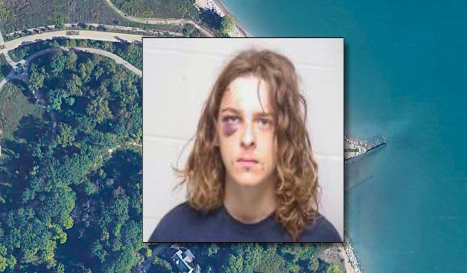 Nicholas M. Caban, involved in a violent confrontation, accused of possessing a defaced firearm not used at violent confrontation at Lake Michigan shoreline   (SOURCE: Lake County Sheriff's Office/Imagery ©2022 Maxar Technologies, U.S. Geological Survey, Map data ©2022 Google).
