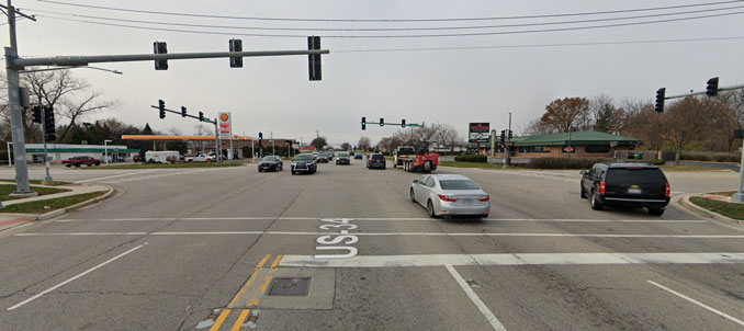 Ogden Avenue and Yackley Avenue Lisle (Image capture October 2021 ©Copyright Google).