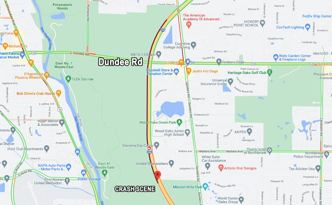 Tri-State crash scene map Sunday, September 11, 2022 (Map data ©2022 Google).