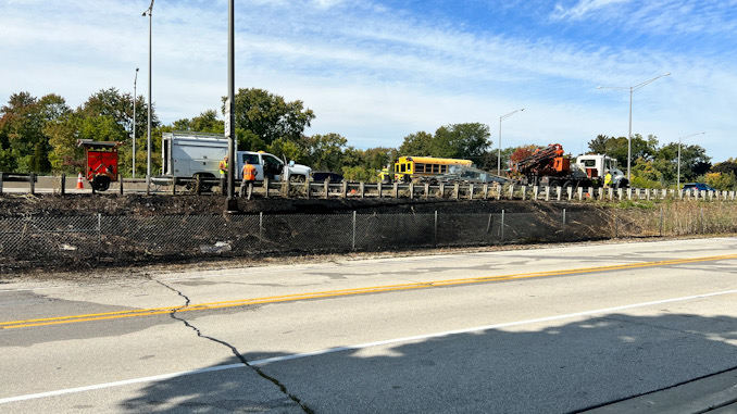 Scene of a brush fire near northbound Route 53 south of Kirchoff Road