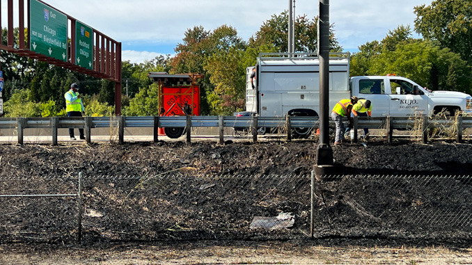 Scene of a brush fire near northbound Route 53 south of Kirchoff Road