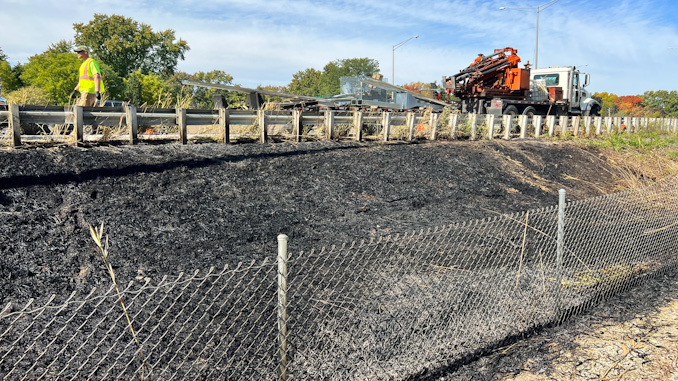 Scene of a brush fire near northbound Route 53 south of Kirchoff Road