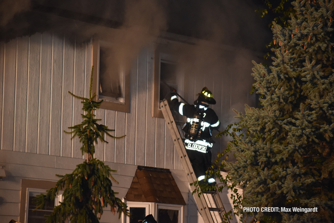 House fire scene at Golf Road and Cambridge Drive east of Milwaukee Avenue in Libertyville (PHOTO CREDIT: Max Weingardt)