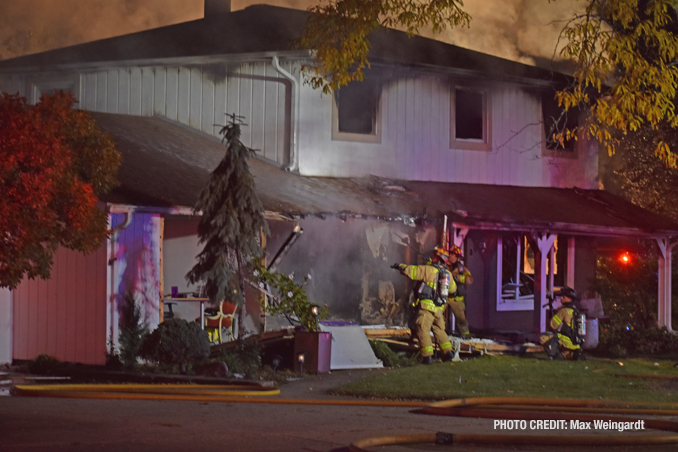 House fire scene at Golf Road and Cambridge Drive east of Milwaukee Avenue in Libertyville (PHOTO CREDIT: Max Weingardt)
