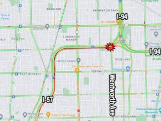 Inbound I-57 crash at Wentworth Avenue Chicago (Map data ©2022)